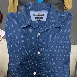Long sleeve, dress shirt size Medium. Polka dot pattern.